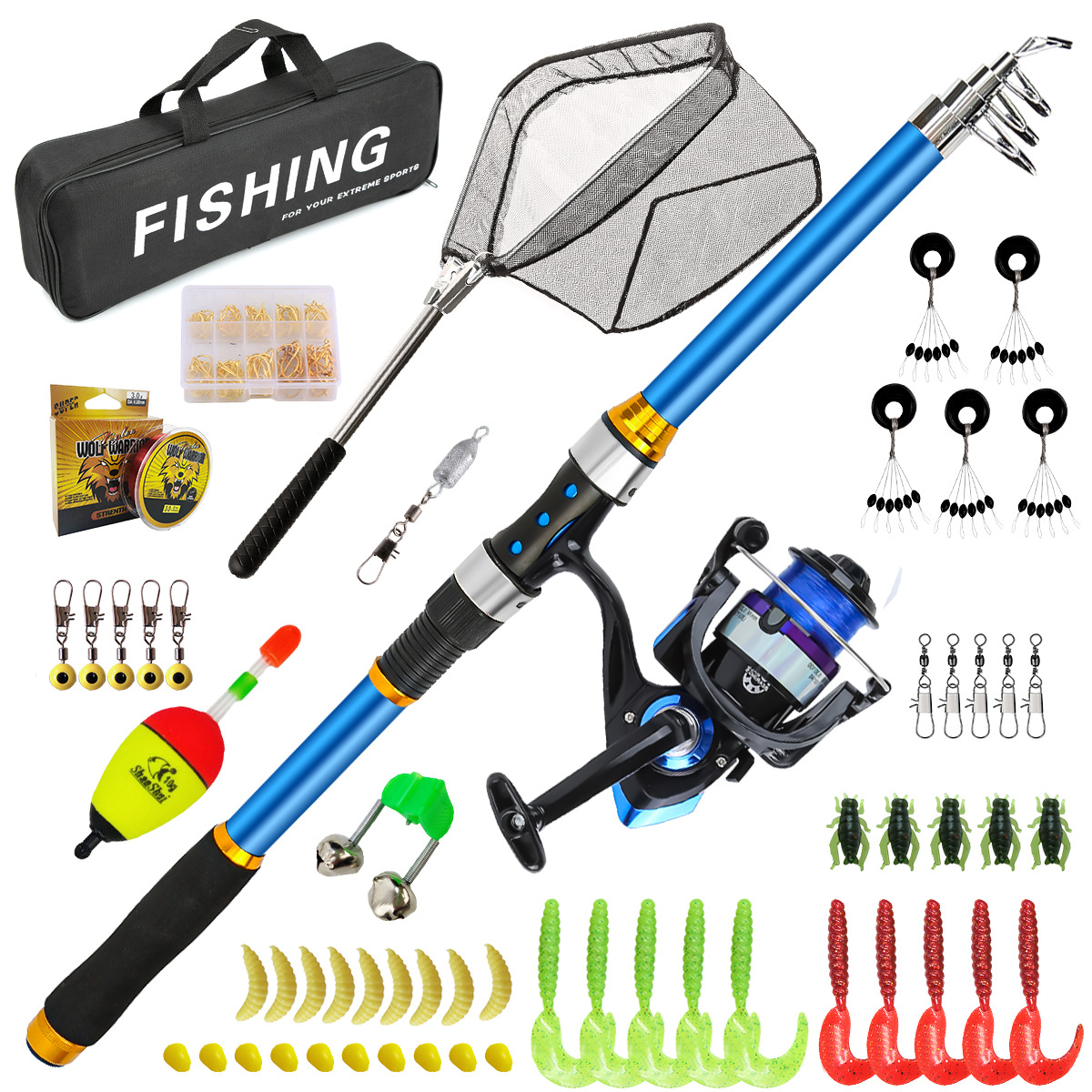 Fishing Rod Spinning - Набор телескопических удочек из стекловолокна 2,1-3,6
